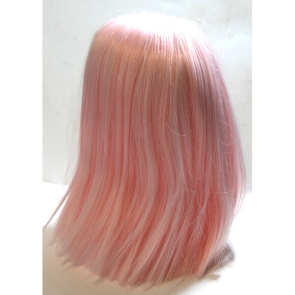 Womens Pink Short Straight Med Bob Wig Hair Party Synthetic Cosplay Lace Front - Picture 4 of 10